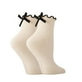 thumbnail image 1 of WHEANG Compression Socks For Women Bow Ruffle Casual Crew Cute Black White Soft Breathable Cotton Frilly Ankle Socks 1 Pair Gray One Size, 1 of 4