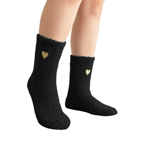WHEANG Compression Socks For Women Striped Winter Coral Velvet Plush Warm Home Sleeping Socks Breathable Black One Size