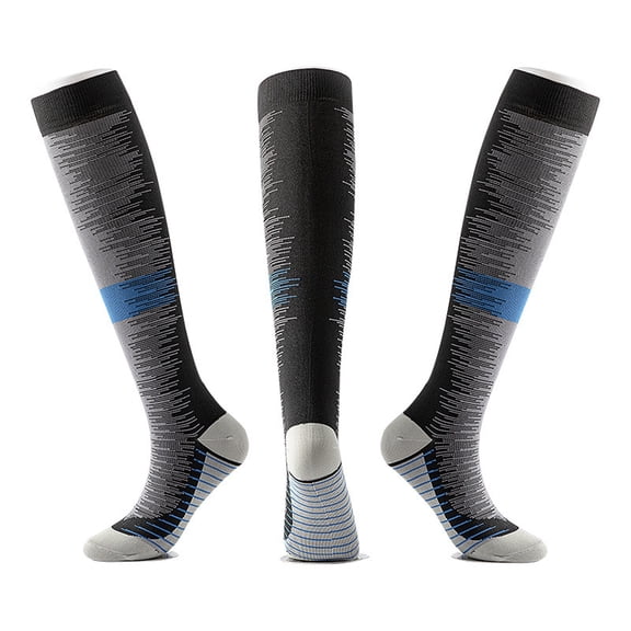 WHEANG Compression Socks for Men Women Soft Delicate Sports Socks Elasticity Anti Slip Breathable Socks Sweat Absorbing Running Athletic Socks Over-the-Calf Compression Summer Socks Blue XL