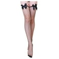 thumbnail image 1 of WHEANG Compression Stockings for Women Satin Bow Fishnet Thigh High Stockings Summer Mesh Breathable Hold Up Long Hosiery Cute Sheer Net Over Knee Socks(Color Black One Size), 1 of 4