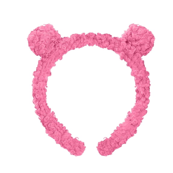 WHEANG Cute Animal Bear Ear Headbands for Women Trendy Soft Plush Bear Ears Non Slip Headbands Party Hair Accessories for Women Daily Makeup Shower Photo Prop Pink