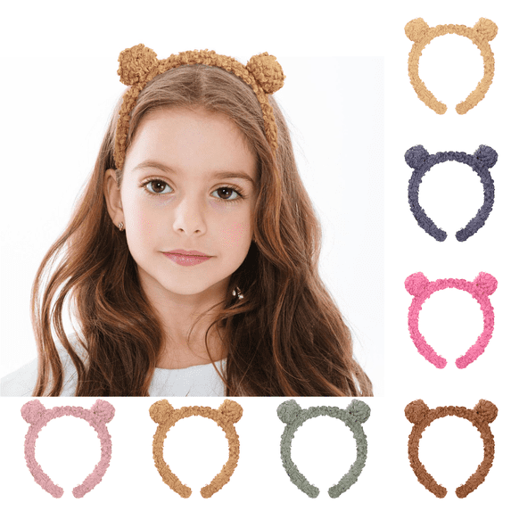 WHEANG Cute Animal Bear Ear Headbands for Women Trendy Soft Plush Bear Ears Non Slip Headbands Party Hair Accessories for Women Daily Makeup Shower Photo Prop Yellow