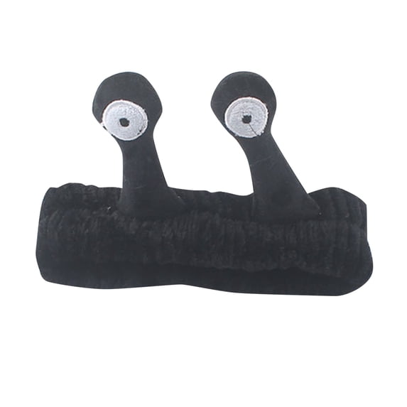 WHEANG Cute Headbands Solid Color Soft Fuzzy Face Wash Plush Snail Headband Fluffy Skincare Makeup Shower Hair Holder Stretchy Comfortable Hair Accessory Black