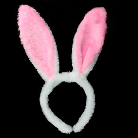 WHEANG Easter Ear Headband for Women Men Fluffy Cute Bunny Pinkish-white Color Ear Headband Festival Hair Clip Headpiece Adult Rabbit Ear Headband Cute Headband Pink One Size