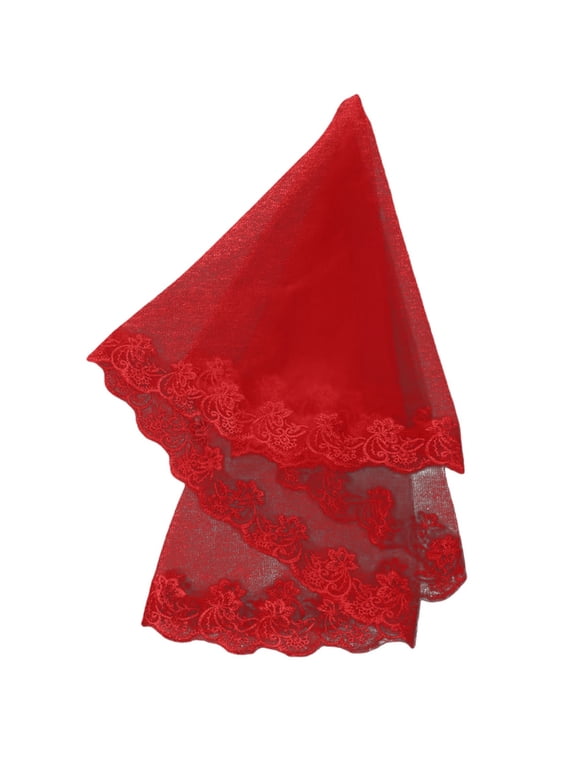 Elegant Lace Veils for Women Single-layer Lace Edge Veil Soft Trim Veil Wedding Dress Veil Comfortable Fit Veil for Women Versatile Bridal Accessory(Color Red M)