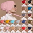 thumbnail image 1 of WHEANG Everyday Casual Muslim Hijab for Women - Solid Color Adjustable Scarf Wrap Summer Elastic Bandage Lace Up Bottom Instant Headscarf Under $5 Breathable All-Day Comfort Turbans Blue, 1 of 3