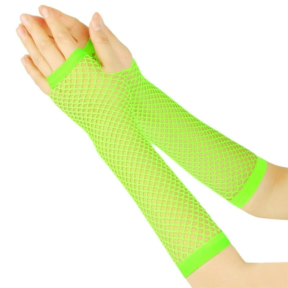 WHEANG Fall Fashion Must Haves 80S Fishnet Theme Costume Accessories Gloves For Girls 2 Pc Green One Size