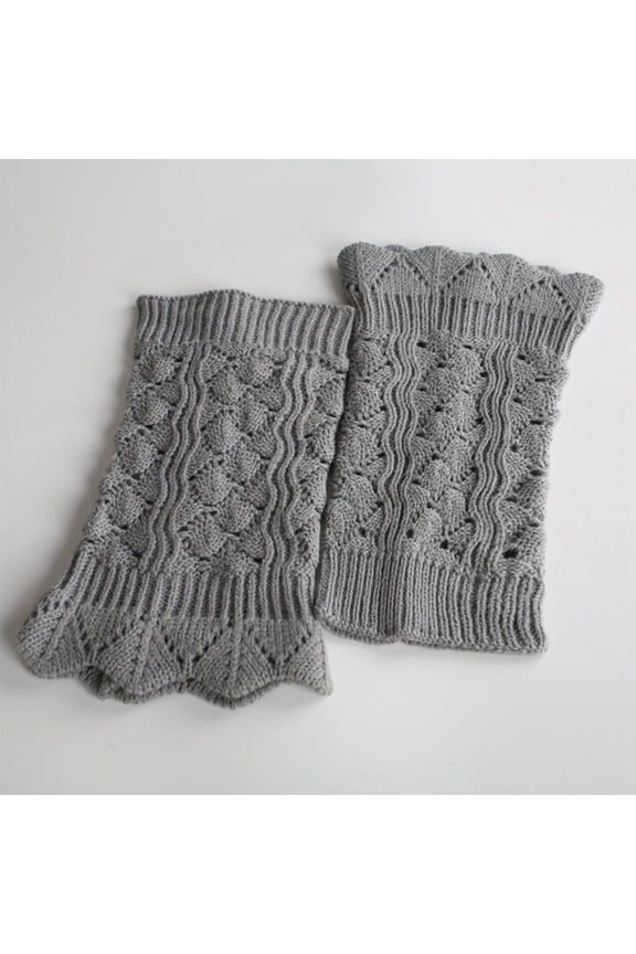 Fall Fashion Must Haves Fashion Crochet Solid Color Knitted Lace Trim Boot Cuffs Toppers Short Soft Leg Warmers 1 Pair Gray One Size