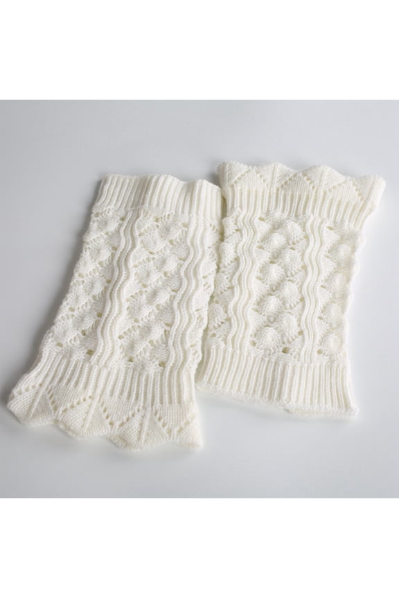 Fall Fashion Must Haves Fashion Crochet Solid Color Knitted Lace Trim Boot Cuffs Toppers Short Soft Leg Warmers 1 Pair White One Size