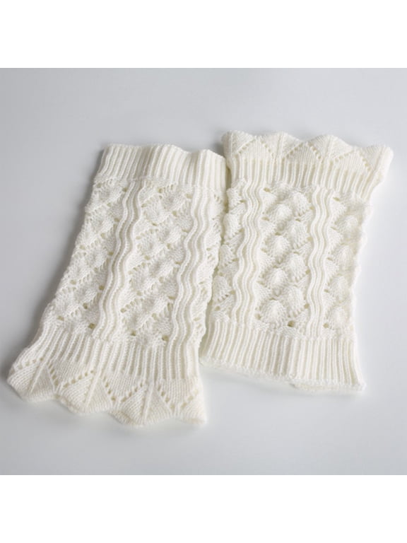 Fall Fashion Must Haves Fashion Crochet Solid Color Knitted Lace Trim Boot Cuffs Toppers Short Soft Leg Warmers 1 Pair White One Size