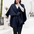 thumbnail image 1 of WHEANG Fall Fashion Must Haves Large Front Poncho Sweater Wrap Topper Knitted Elegant Shawls Cape For Fall Winter 1 Pc Blue One Size, 1 of 6