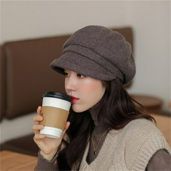 WHEANG Fall Fashion Must Haves Newsboy Cap Visor Beret Soft Panels Vintage Cabbie Hat 1 Pc Brown One Size