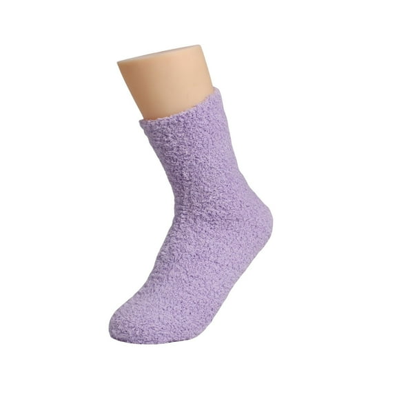 WHEANG Fall Fashion Must Haves Solid Color Thickened Plush Winter Floor Sleeping Socks 1 Pair Purple A