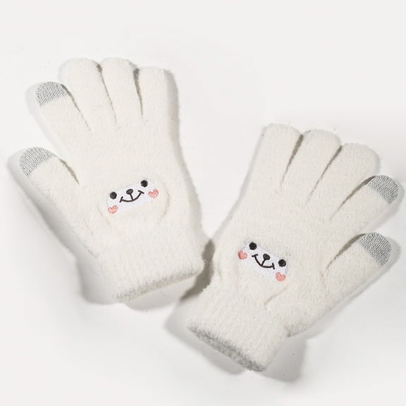 WHEANG Fall Fashion Must Haves Winter Warm Fleece Wool Knit Thick Plush Mittens For Cold Weather 2 Pc Silver One Size