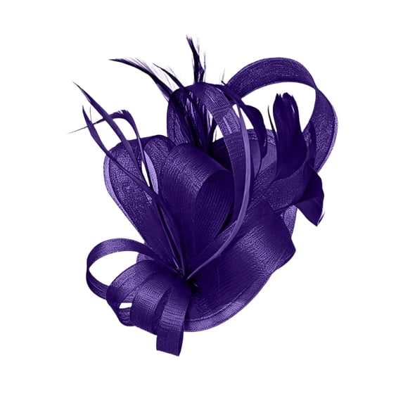 WHEANG Fascinator Hats for Women Elegant Mesh Floral Headpiece for Derby Tea Party Wedding Ball Bridal Cocktail Hair Fascinator Lightweight Clip On Formal Hair Accessory Purple Size One Size