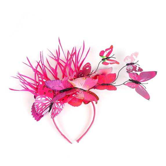 WHEANG Fashion Bow Top Hat for Women Soft Butterfly Hairband Party Gathering Party Gorgeous Fascinators Hats for Women Party Hair Accessories(Color Hot Pink One Size) Summer Sales Under $2