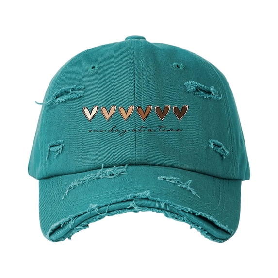 WHEANG Fashion Distressed Baseball Cap with 6 Small Heart Patterns Adjustable Unisex Dad Hat Summer Outing Travel Breathable Cotton Cap Retro Style Casual Sports Hat for Men Women Sky Blue