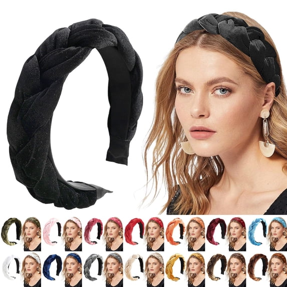 WHEANG Fashion Solid Color Hair Band for Women Lightweight Cute Headbands for Women Under $5 Palette Daily Wear Casual Braided Headband Wide Headband Non-Slip Vintage Padded Headband Red