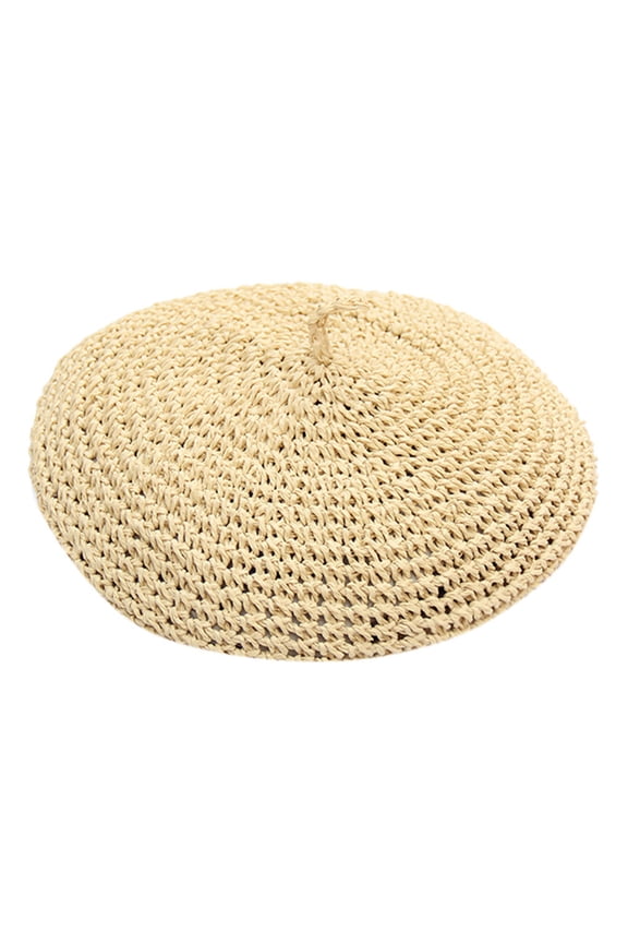 Fashion Straw Beret Hat for Women - Summer French-Style Travel-Friendly Beret Hat Adjustable Beret Artist Hat Everyday Wear Casual Breathable Straw Hats for Women Beige