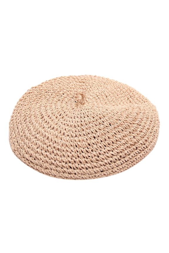 Fashion Straw Beret Hat for Women - Summer French-Style Travel-Friendly Beret Hat Adjustable Beret Artist Hat Everyday Wear Casual Breathable Straw Hats for Women Pink
