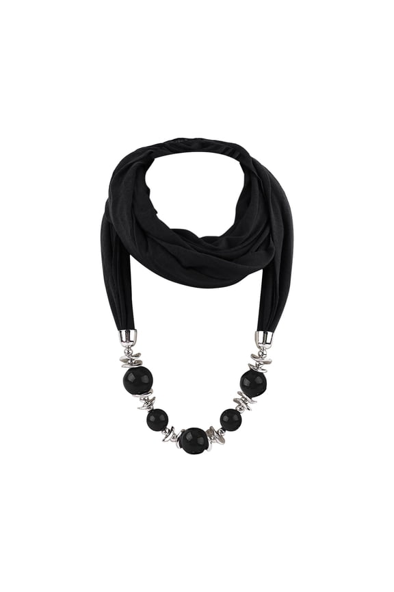 Fashion Womens Pendant Neck Scarf With Tassel Rhinestone Jewelry Scarves Lightweight Circle Scarf Summer Comfortable Bohemian Style Neck Scarf for Women Black