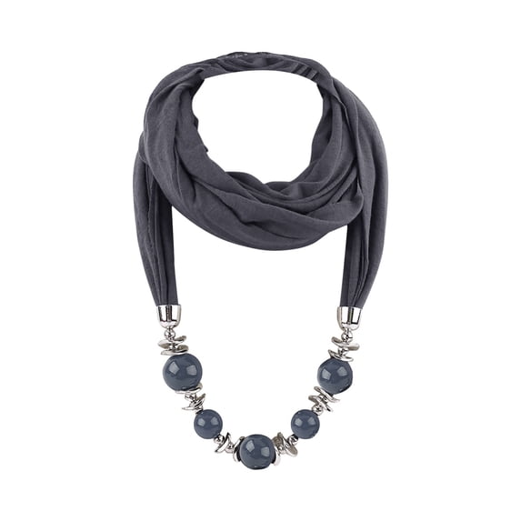 WHEANG Fashion Womens Pendant Neck Scarf With Tassel Rhinestone Jewelry Scarves Lightweight Circle Scarf Summer Comfortable Bohemian Style Neck Scarf for Women Gray Summer Sales Under $2