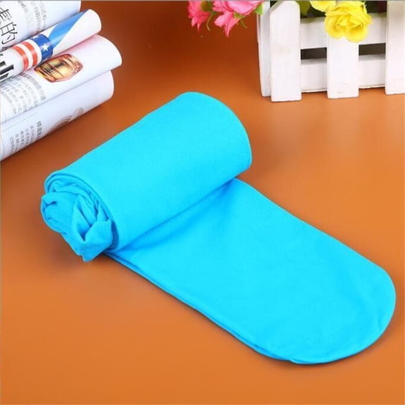 WHEANG Fleece Lined Tights Candy Colors Opaque Footed Slim Pantyhose Tights Stockings 1 Pc Blue One Size