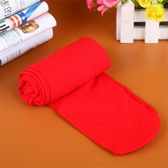 WHEANG Fleece Lined Tights Candy Colors Opaque Footed Slim Pantyhose Tights Stockings 1 Pc Red One Size