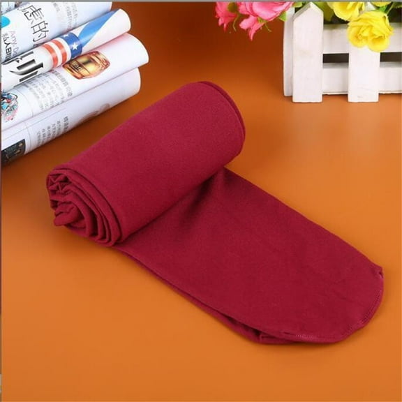 WHEANG Fleece Lined Tights Candy Colors Opaque Footed Slim Pantyhose Tights Stockings 1 Pc Red One Size