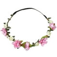 thumbnail image 1 of WHEANG Flower Crown Fascinators for Women Wreath Floral Headpiece Wedding Non Slip Hair Accessory Headband Bridal Flower Festival Garland Hair Head Band Beach Party Pink One Size, 1 of 1