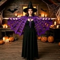 thumbnail image 1 of WHEANG Halloween Cape Shawl for Women Men Poncho Spooky Spiderweb Accessory for Party Dress‑up Stylish Spider Web Sheer Mesh Witch Cape Shawl One Size Purple, 1 of 4