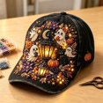 thumbnail image 1 of WHEANG Halloween Hats for Women Men Black Washed Distressed Baseball Cap Vintage Halloween Print Trucker Hat Outdoor Wear Halloween Hat M Gray, 1 of 3