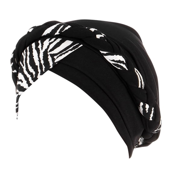 WHEANG Head Wrap Hats for Women Printed Adjustable Soft Stretchy Tie Head Scarf Easy Care Fashion Lightweight Whip Braid Turban Headwear for Daily Wear & Hair Cover Black