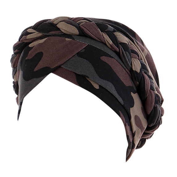 WHEANG Head Wrap Hats for Women Printed Adjustable Soft Stretchy Tie Head Scarf Easy Care Fashion Lightweight Whip Braid Turban Headwear for Daily Wear & Hair Cover Brown