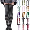 thumbnail image 1 of WHEANG High Long Stockings for Women Knee High Long Striped Stocking Socks Casual Breathable Skin-Friendly Stockings Easy Care Cute High Elasticity Over Knee Socks for Women Red, 1 of 5