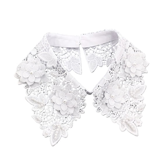 WHEANG Hollow Out Lace Flower-Shaped Fake Collar for Women Embroidery Shirt Half High Collar Detachable Collar Suitable Inner Layer Detachable Collar(Color Clear One Size) Summer Sales Under $2