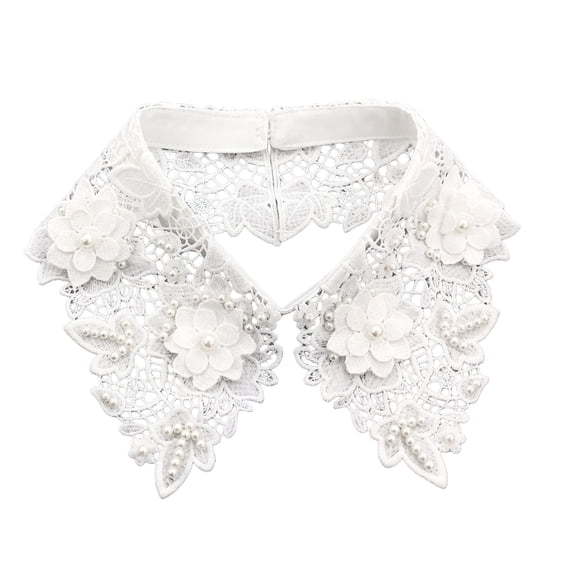 WHEANG Hollow Out Lace Flower-Shaped Fake Collar for Women Embroidery Shirt Half High Collar Detachable Collar Suitable Inner Layer Detachable Collar(Color White One Size)