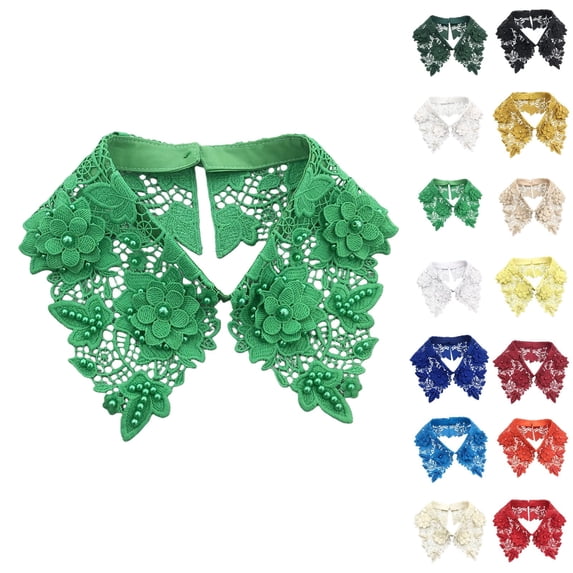 WHEANG Hollow Out Lace Flower-Shaped Fake Collar for Women Embroidery Shirt Half High Collar Detachable Collar Suitable Inner Layer Detachable Collar(Color Yellow One Size)