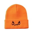 thumbnail image 1 of WHEANG Knit Beanie Unisex Halloween Beanie Pumpkin Embroidered Funny Warm Stretchy Skull Cap for Men Women Halloween Party Daily Wear One Size Orange, 1 of 4