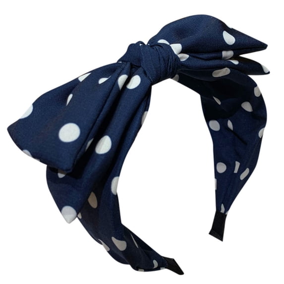 WHEANG Knotted Headbands for Women Bright Polka Dot Double Bow Lake Blue Cross Twist Headband Elastic Knotted Hair Wrap Scarf Fashion Womens Bow Headbands Blue
