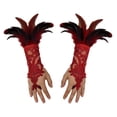 thumbnail image 1 of WHEANG Lace Decor Single Glove for Women Men Soft & Stretchy Comfort Lace Gloves Women's Fingerless Gloves Elegant Gown Accessories Fingerless Gloves for Performance Wine Summer Sales Under $2, 1 of 4