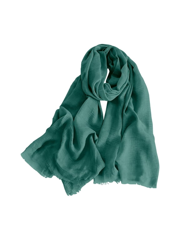 Lightweight Linen Cotton Beach Towel for Women, Solid Crinkle Crinkled Wrap Scarf, Breathable Thin Beach Cover Up, Quick Dry Soft Towel for Travel Summer Beach Swim(Green)