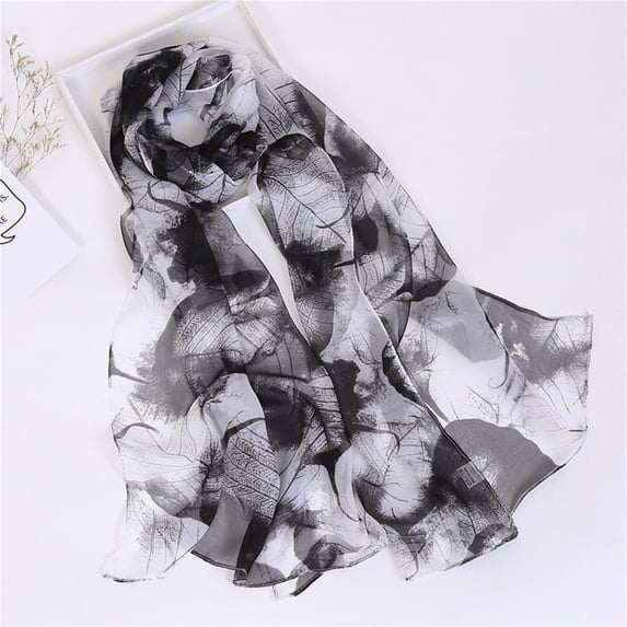 WHEANG Lightweight Scarf for Women Print Floral Pattern Scarf Shawl Fashion Scarves Comfortable Scarf Soft Summer Elegant Scarf Beach Sunscreen Colorful Shawls Wraps Hair Scarfs Color Black