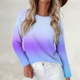 thumbnail image 1 of WHEANG Long Sleeve Shirts For Women Crew Neck Long Sleeve Printed Basic Tee Imitation Cotton Soft Comfy Casual Loose Fit Top 1Pc Blue S-4Xl, 1 of 9
