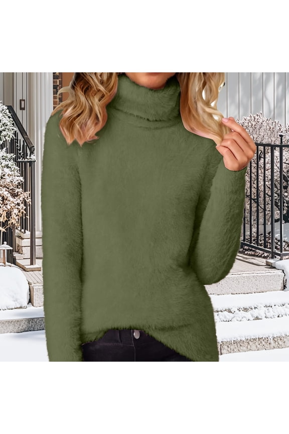 Long Sleeve Shirts For Women Long Sleeve Loose Fuzzy Jumper Sweater Coral Velvet Soft Stretchy Ribbed Cuffs Pullover 1Pc Green S-5Xl