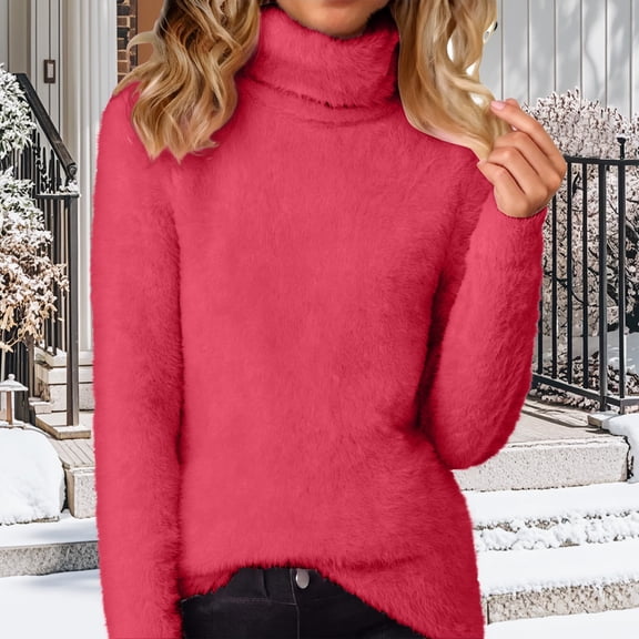 WHEANG Long Sleeve Shirts For Women Long Sleeve Loose Fuzzy Jumper Sweater Coral Velvet Soft Stretchy Ribbed Cuffs Pullover 1Pc Red S-5Xl