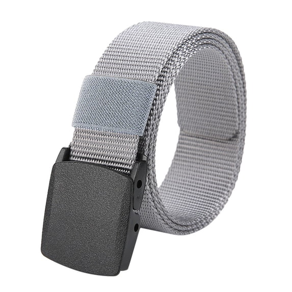 WHEANG Mens Belt Elastic Stretch Adjustable Webbing Waist Belt Extra Long 140CM Canvas Nylon Belt for Men Casual Outdoor Work Pants Strap with Quick Release Buckle(Color Gray One Size)
