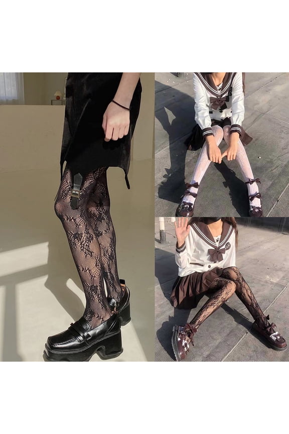 Mesh Thin Pantyhose for Women Plus Size Breathable Women's Pattern Tights Net Ribbon Floral Print Lightweight Stockings Summer Cooling Pantyhose Stockings Under $5 White