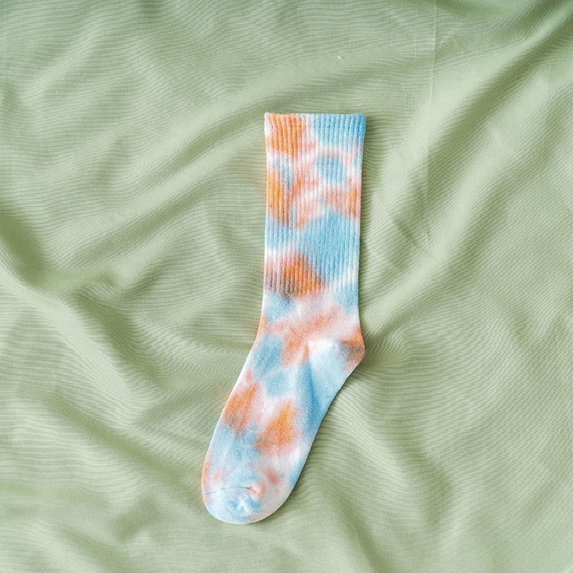WHEANG Mid Calf Socks for Women Wen Elasticity Anti Slip Socks Soft Sweat Absorption Socks Couple New Tie Dye Socks Personality Street Hip Hop Skateboarding Socks Unisex 2026 Sales Under $1