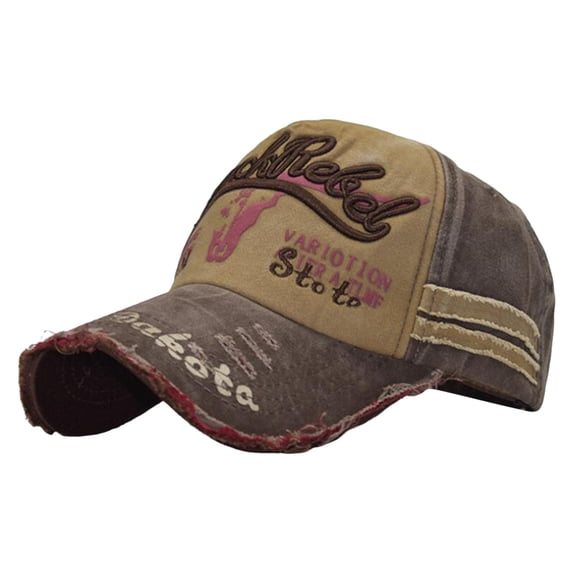 WHEANG Outdoor Sun Hats for Women Men Vintage Distressed Embroidered Baseball Cap Breathable Cotton Sports Trucker Hat Lightweight UV Protection Casual Daily Headwear Brown